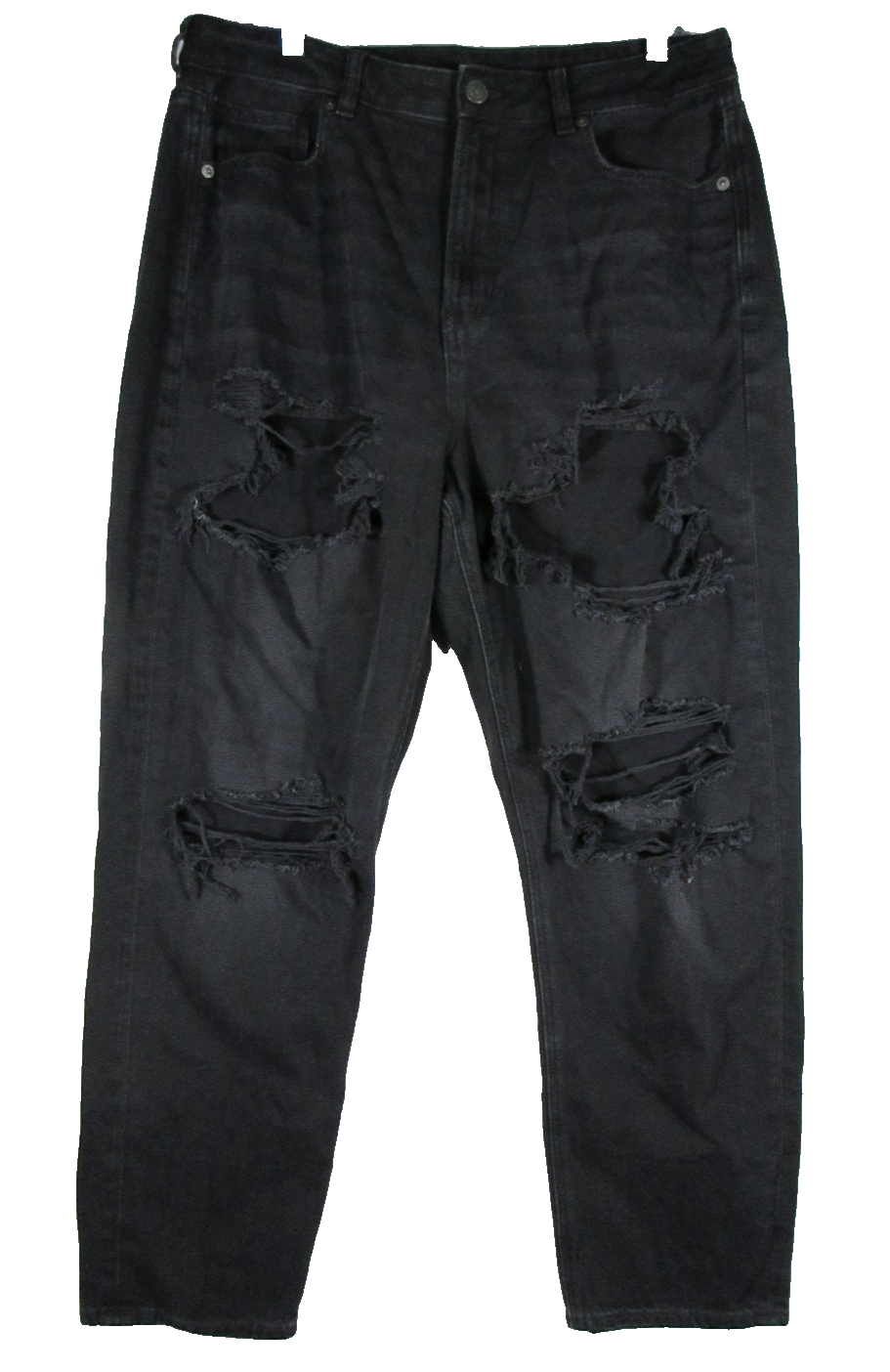 American Eagle Womens High Waist Mom Jeans Denim Distressed Size 14 Black