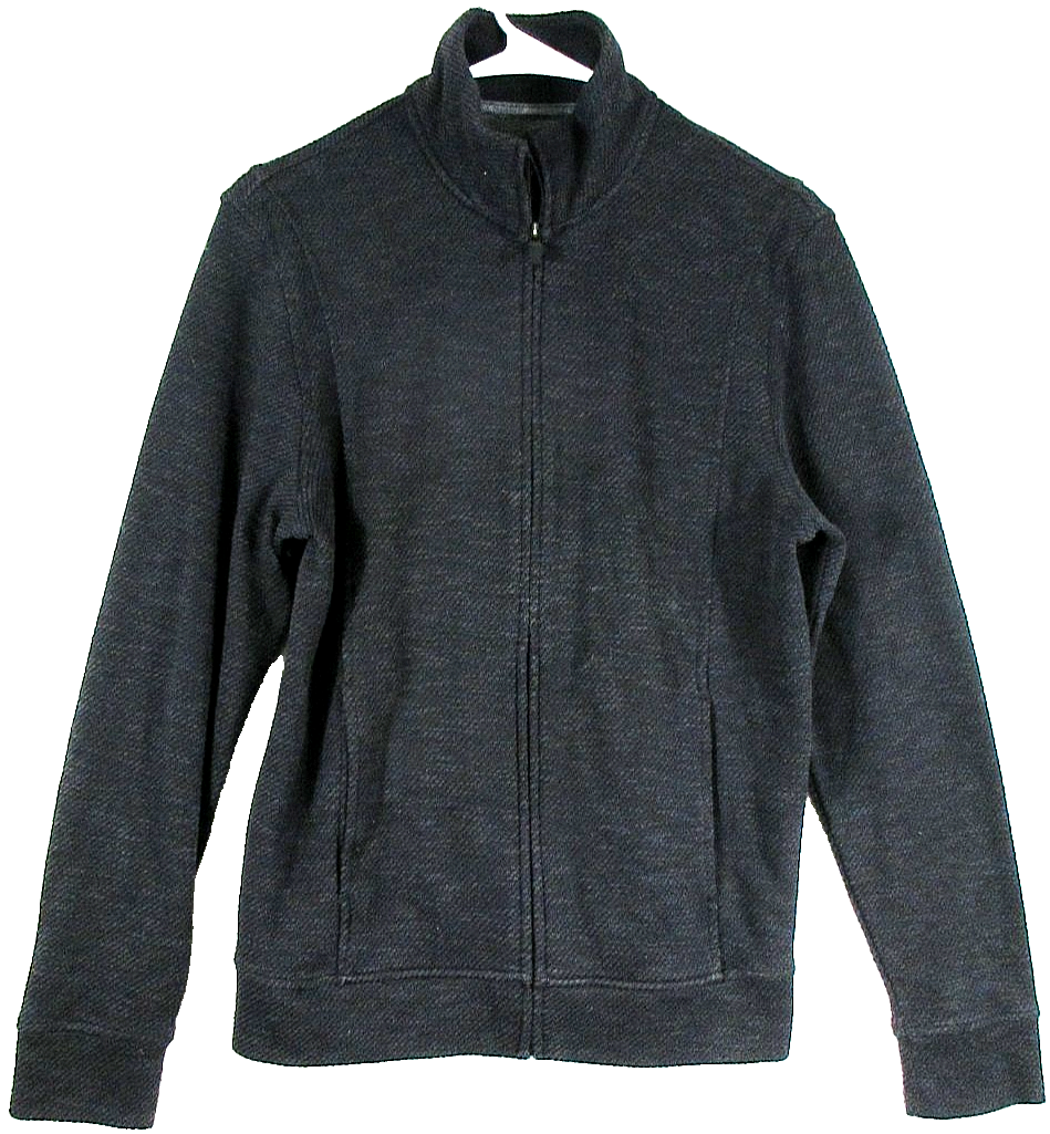 Marc Anthony Mens Zip-Up Fleece Sweatshirt Long Sleeve Collared Size S Dark Gray