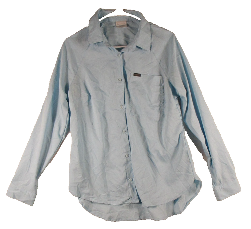 Columbia Womens Regular Fit Button-Up Blouse Top Long Sleeve Size M Blue
