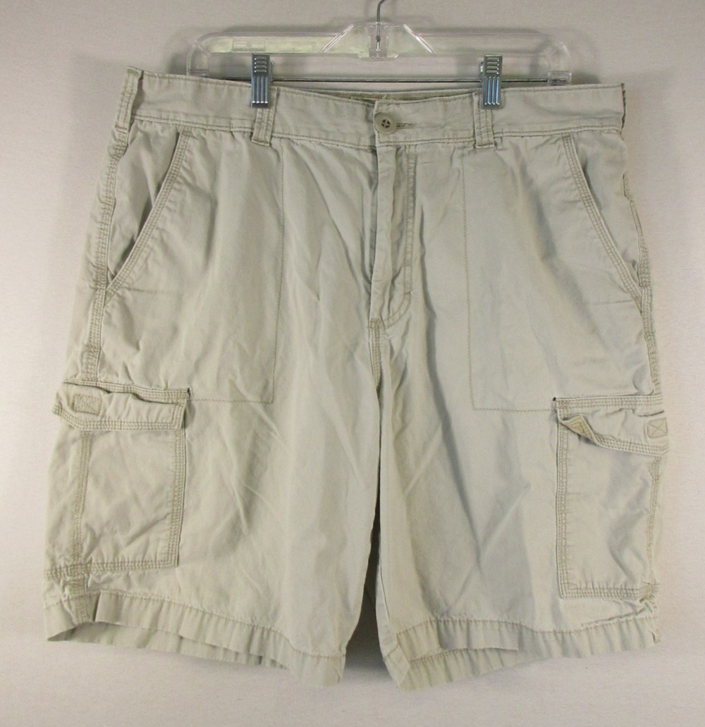 Red Head Brand Co. Mens Mid Rise Cargo Shorts Stretch Button Fly Size 36 Beige