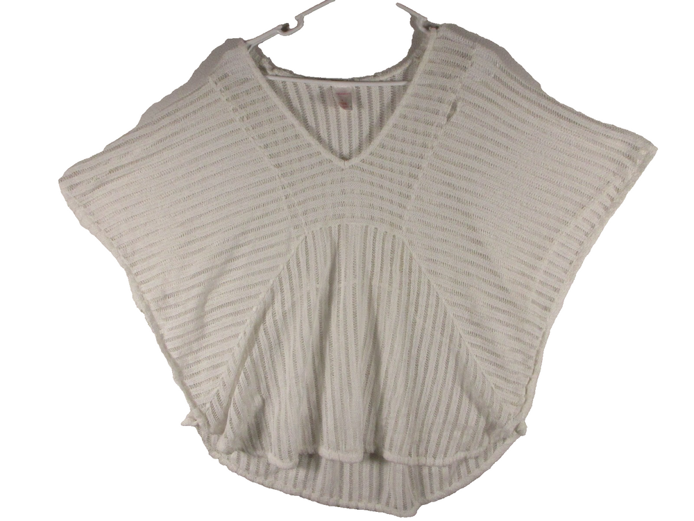 Xhilaration Womens Sheer Crochet Swim Cover Up Short Sleeve Size S White