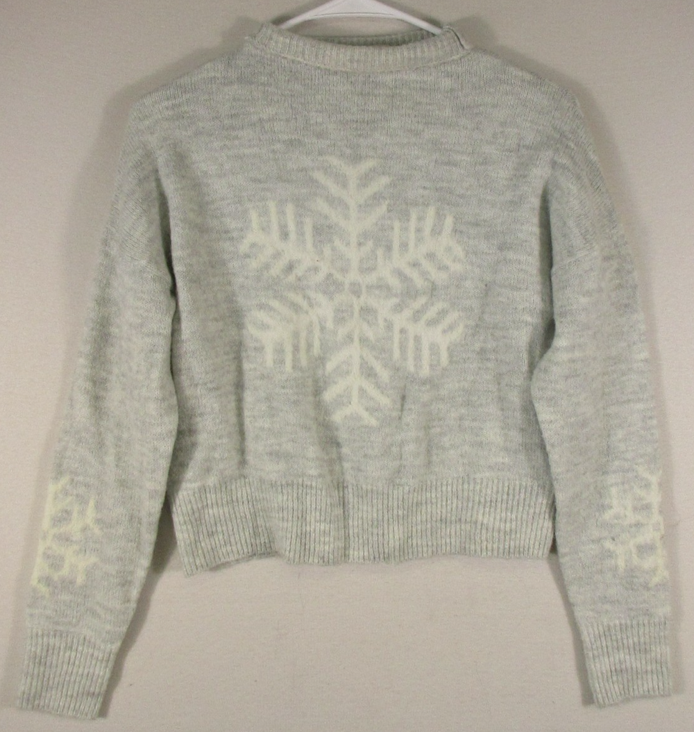 Jessica Simpson Womens Crop Sweater Ribbed Knit Long Sleeve Size XS Gray