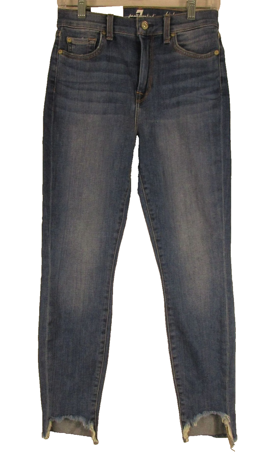 7 For All Mankind Jeans Womens 27 High Waist Ankle Gwenevere Skinny Raw Hem Blue