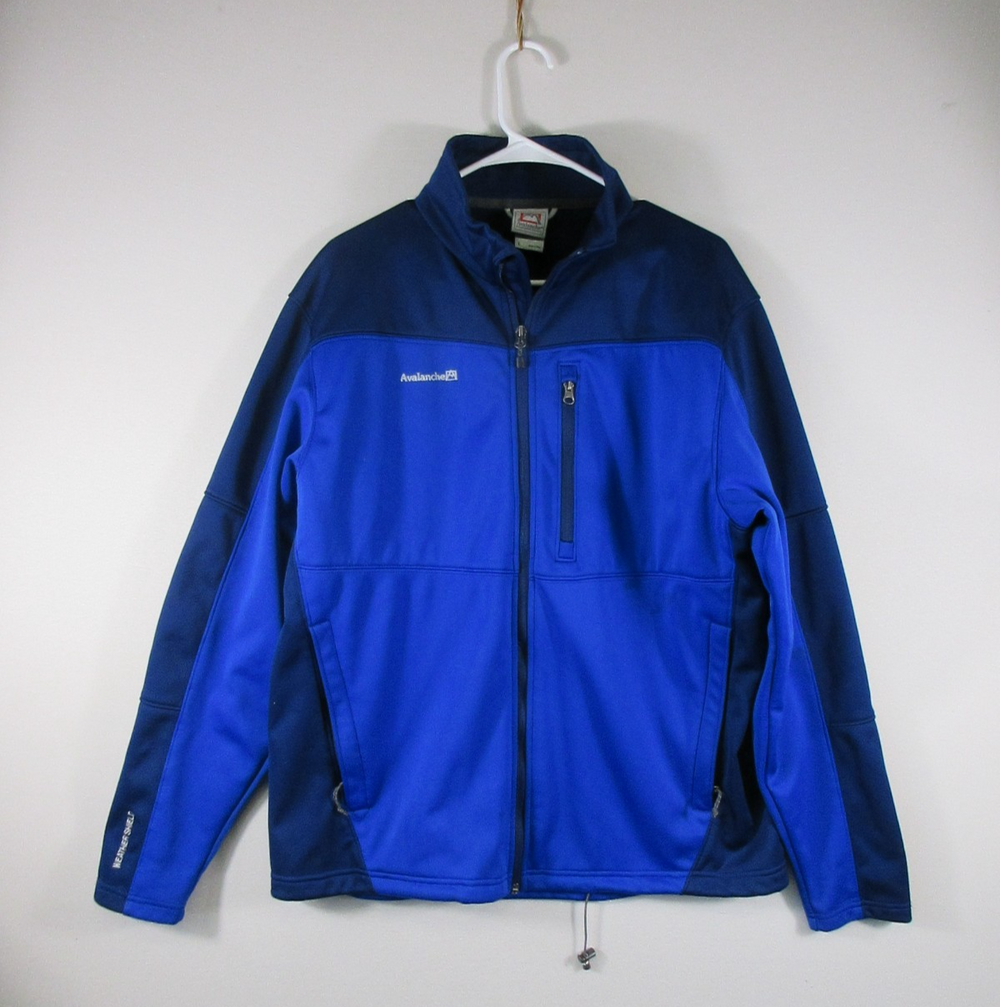 Avalanche Mens Zip-Up Softshell Jacket Long Sleeve Pockets Size L Blue