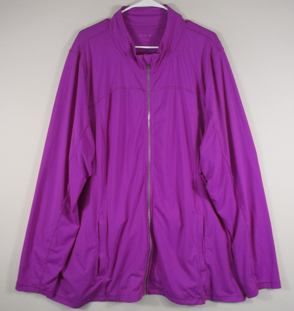 Livi For Lane Bryant Mens Zip-Up Fleece Jacket Long Sleeve Size 30/32 Purple