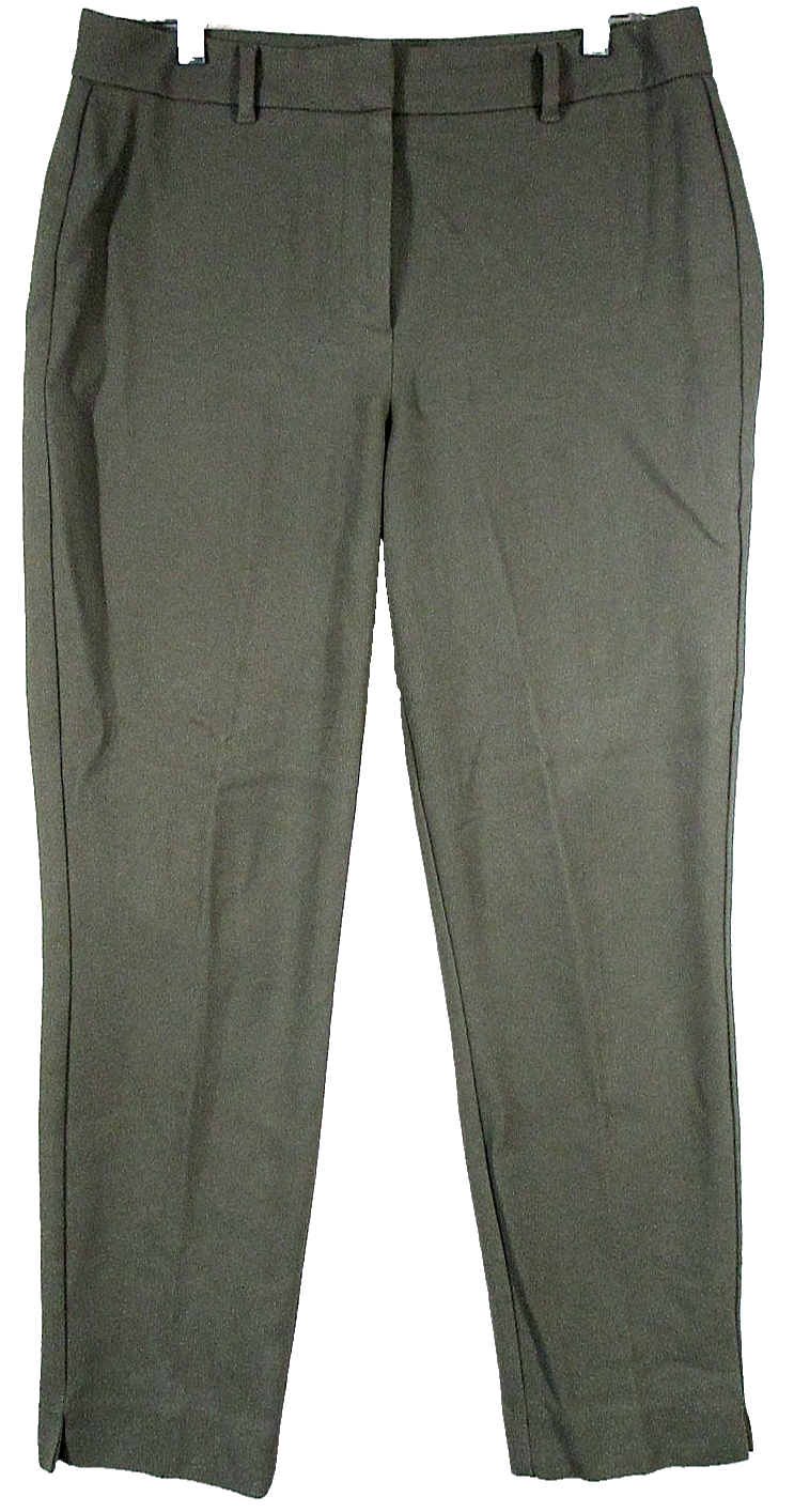 WHBM Womens Mid Rise Straight Trouser Pants Flat Front Pockets Size 8 Green