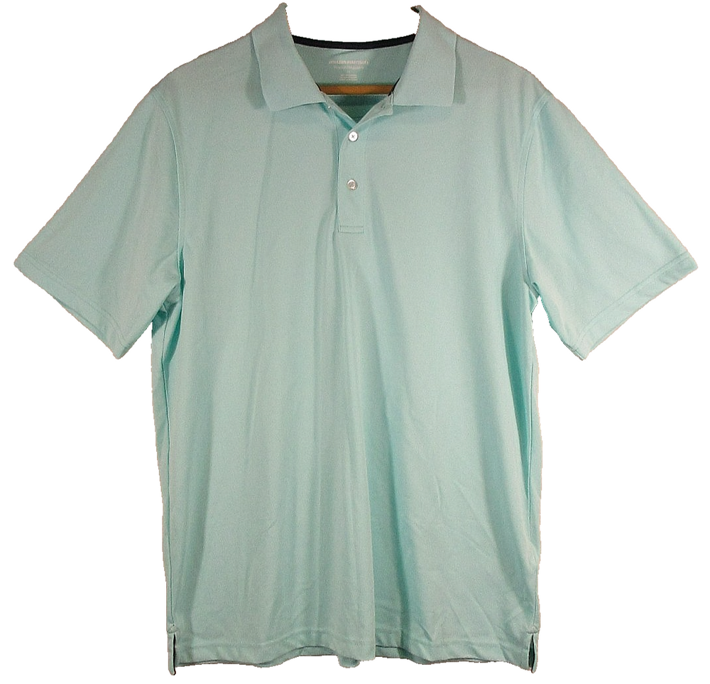 Amazon Essentials Mens Button-Up Polo Shirt Short Sleeve Collared Size M Blue