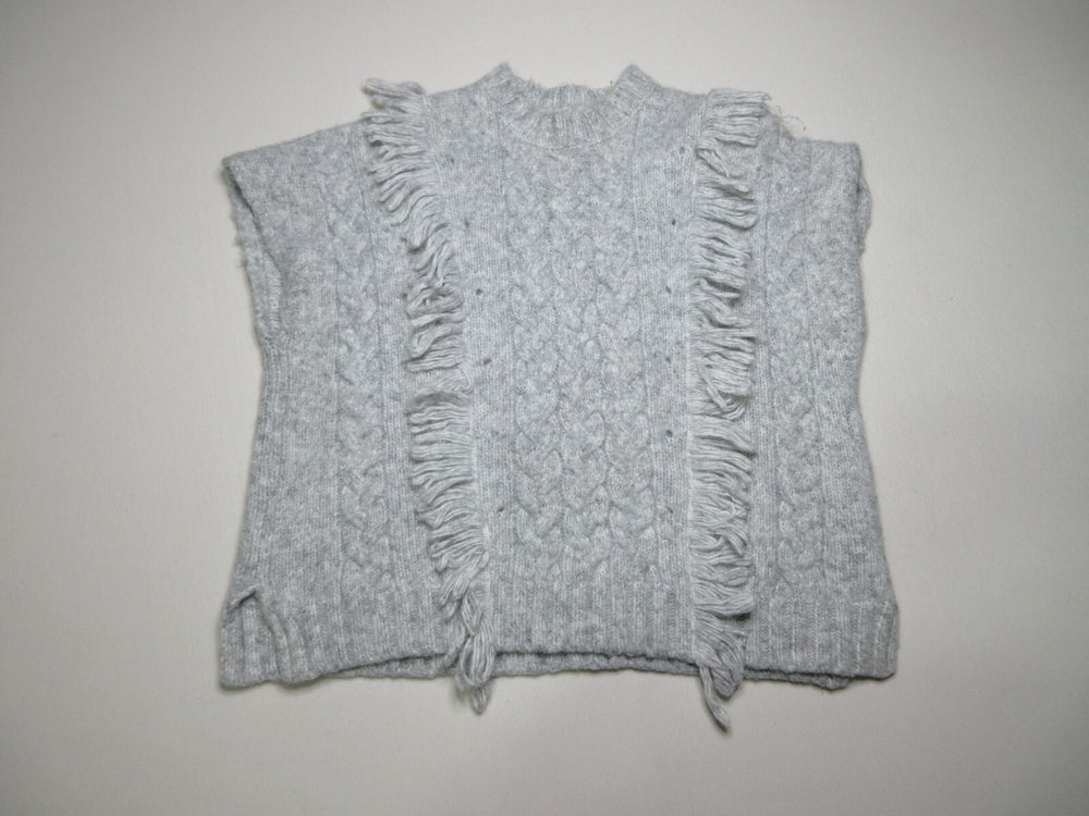 Aerie Womens Pullover Mock Neck Sweater Fringe Sleeveless Size M Gray