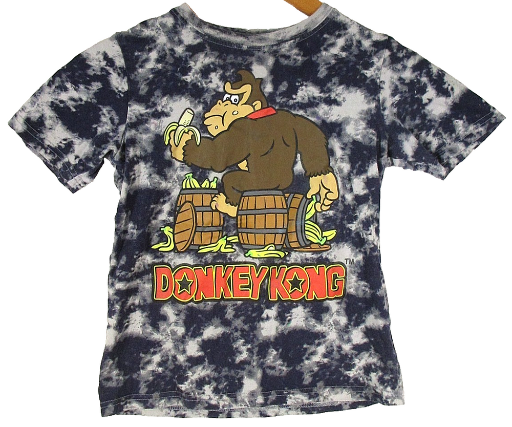 Donkey Kong Boys Pullover Round Neck T-Shirt Tie Dye Short Sleeve Size 8 Blue