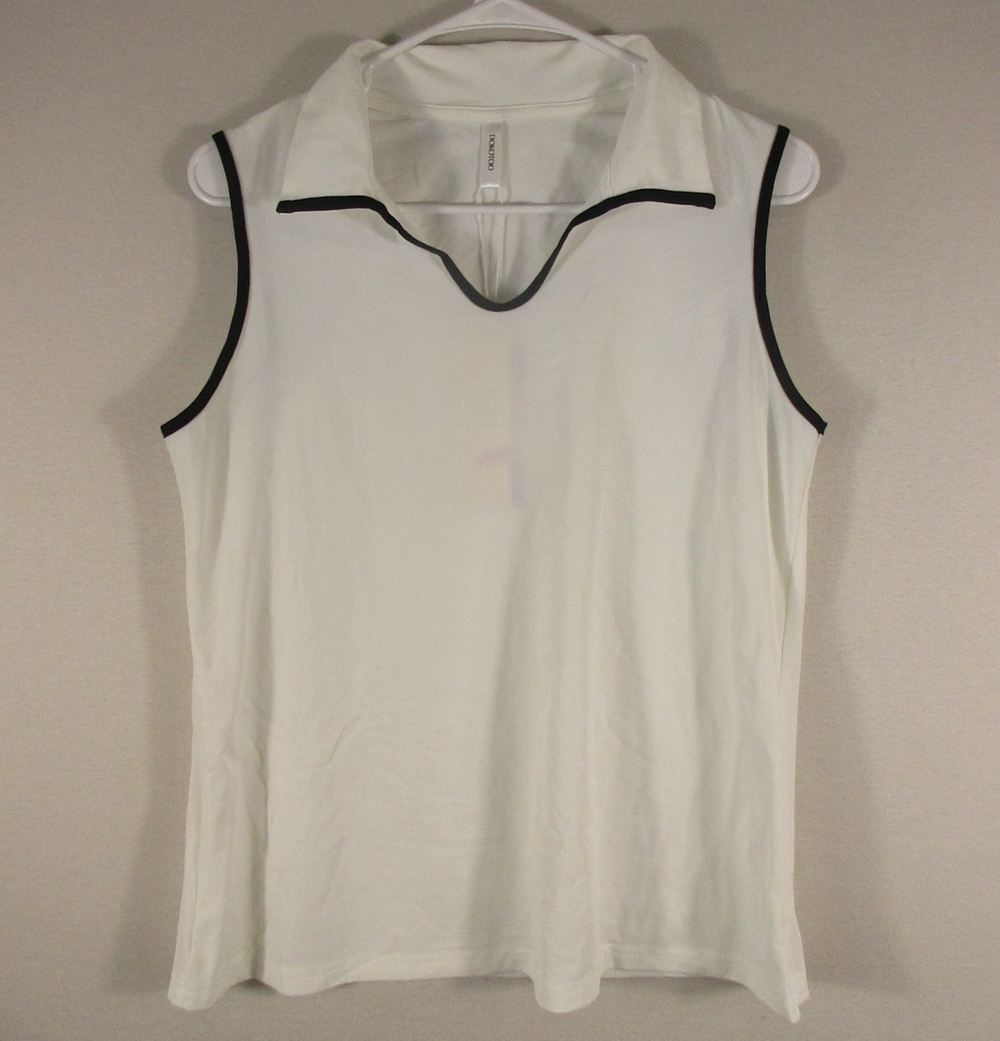 Dokotoo Womens Pullover Polo Shirt Sleeveless Collared Size S White