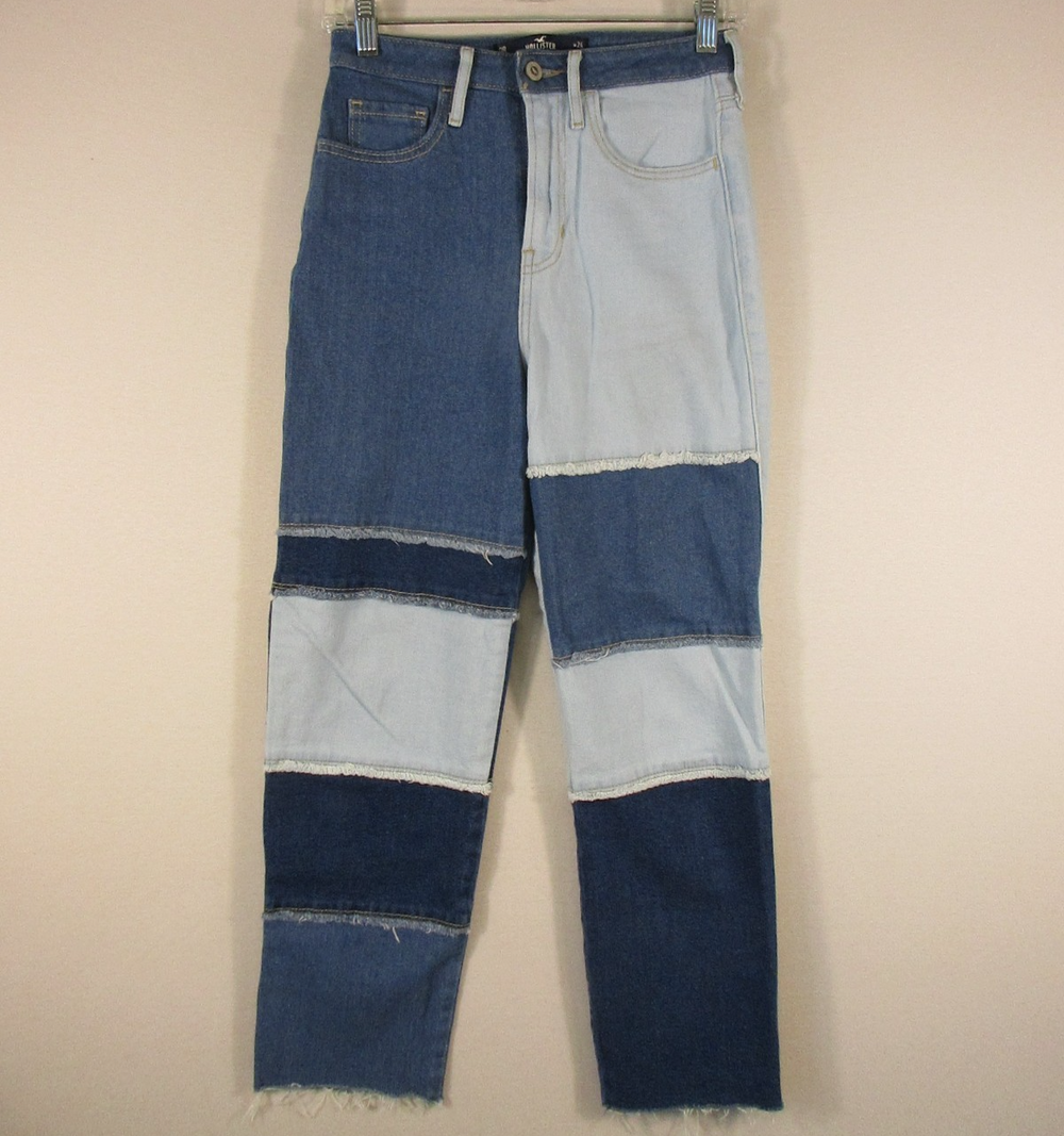 Hollister Womens High Rise Vintage Straight Jeans Button Fly Size W24 L27 Blue