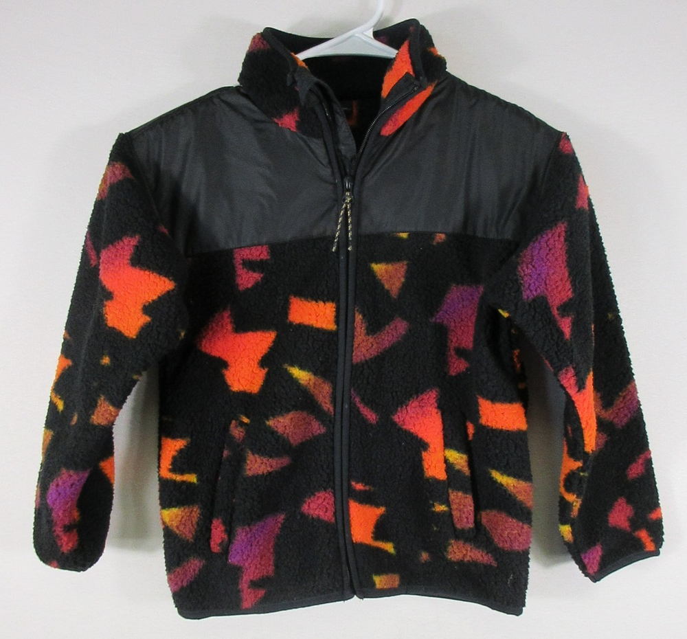 All in Motion Kids Cozy Fleece Zip Front Jacket Long Sleeve Size S Black