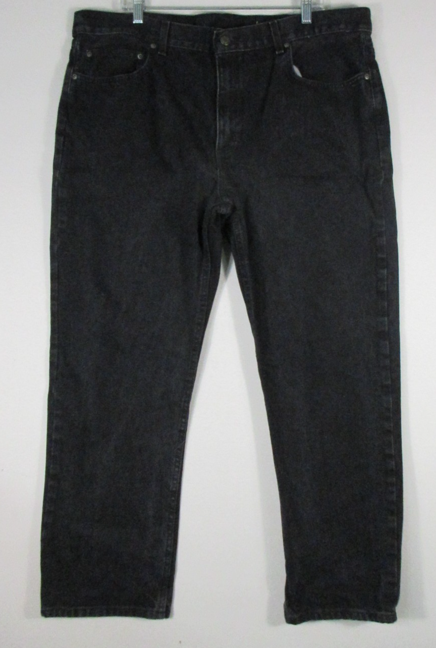 George Mens Stretch Denim Mid Rise Jeans Straight Dark Wash Size 40X30 Black