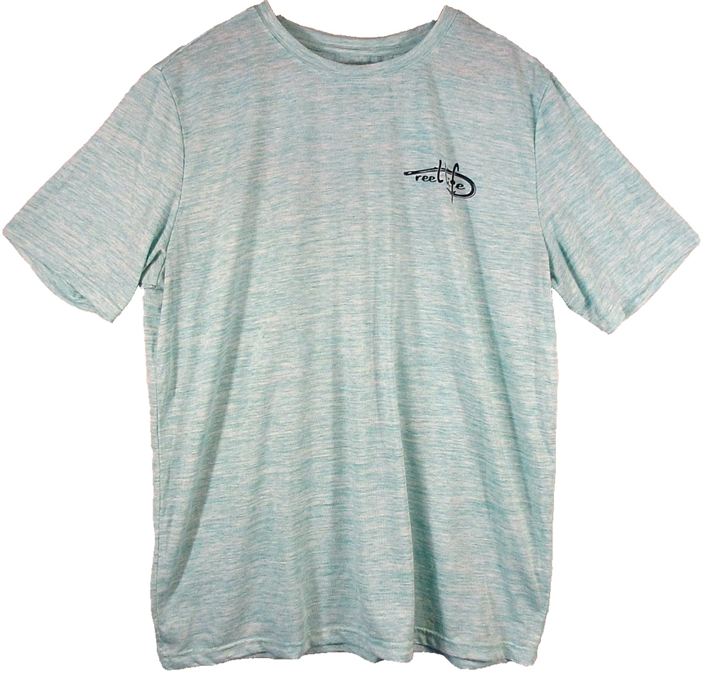 Reel Life Mens Stretch Round Neck T-Shirt Short Sleeve Size XL Light Blue