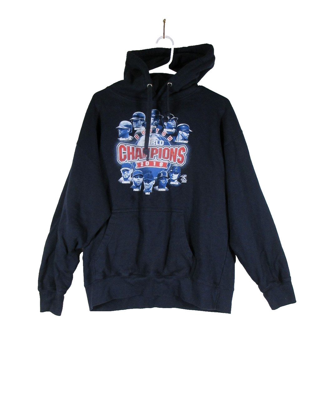 Cotton Heritage Mens Boston World 2018 Hoodie Sweatshirt Long Sleeve Size L Blue