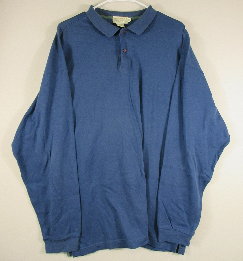 Banana Republic Safari & Travel Clothing Co Mens Button-Up Polo Shirt Sz XL Blue