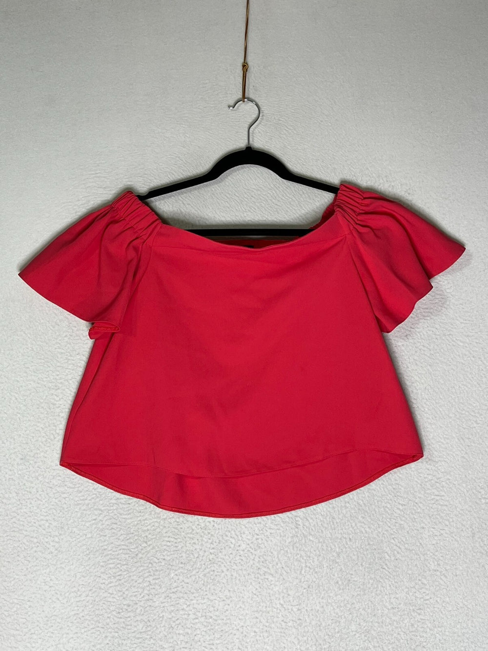 Topshop Hot Pink Cropped Top Off the Shoulder Short Sleeve Womens Size 6