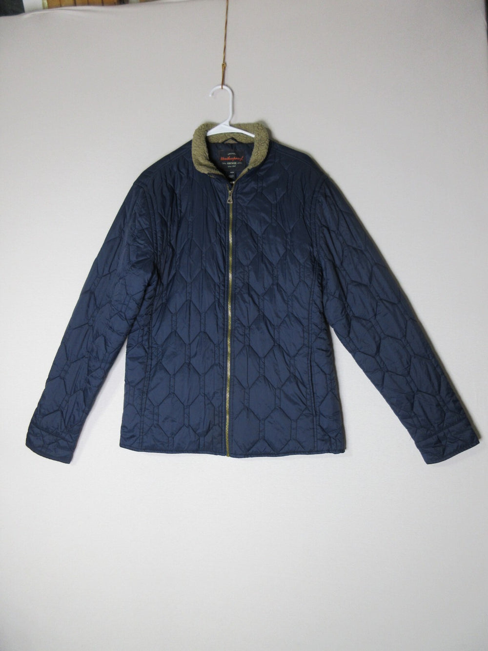 VTG Weatherproof Mens Full Zip High Neck Quilted Jacket Long Sleeve Size M Blue