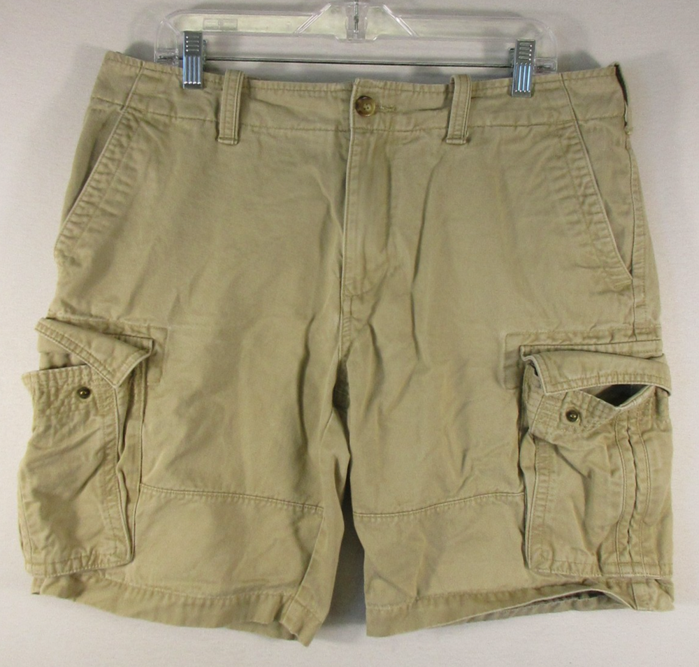 Tommy Hilfiger Mens Classic Fit Cargo Shorts Mid Rise Button Fly Size 34 Beige
