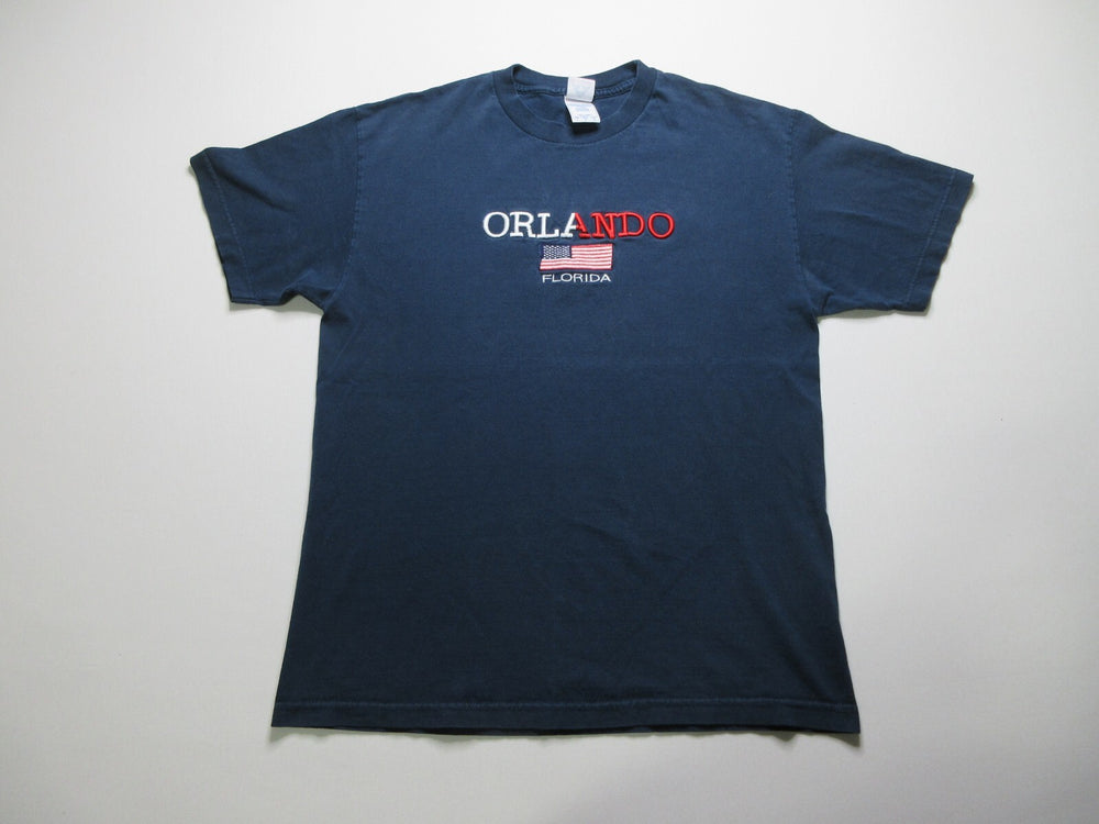 Alstyle Apparel Blue 90S USA Florida Orlando Embroidered T-Shirt Men's Size L