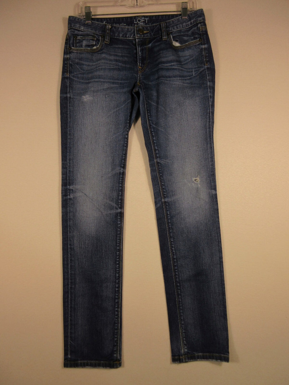 Ann Taylor LOFT Womens Modern Slim Mid Rise Distressed Jeans Pockets Size 23/6