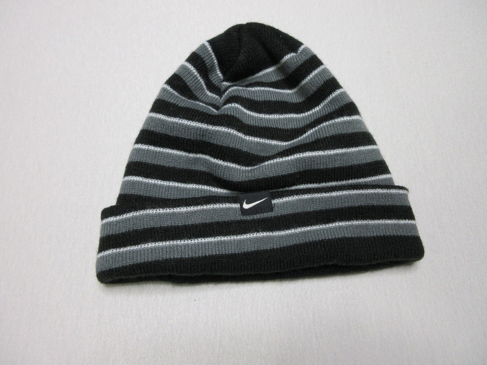 Nike Boys Striped Juventus Hat Beanie Centre Swoosh Streetwear One Size Gray