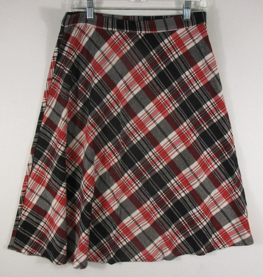 Love Scarlett Womens High Rise Midi Skirt Plaid Print Size M Multicolor