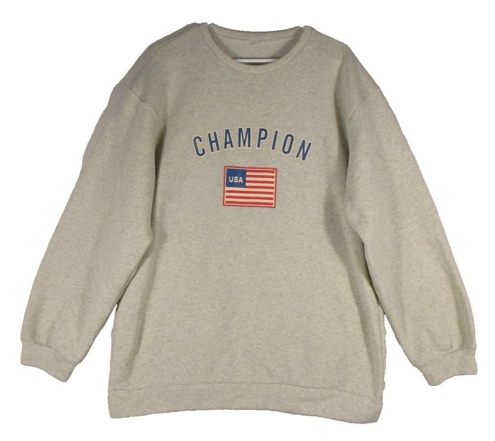 Champion Olympics USA Full Print Sweatshirt Mens Long Sleeve Size XL Cream