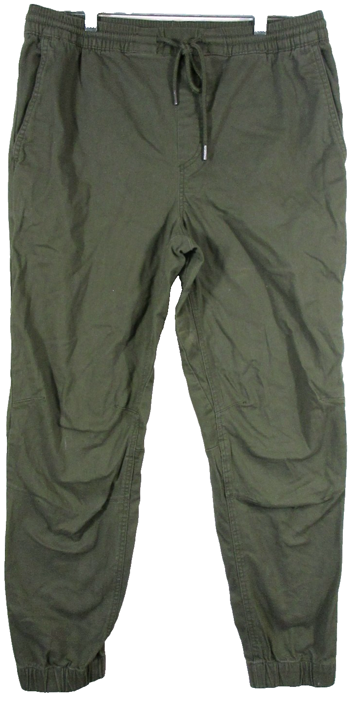 H&M Divided Mens High Rise Jogger Pants Tapered Leg Pockets Size S Olive Green