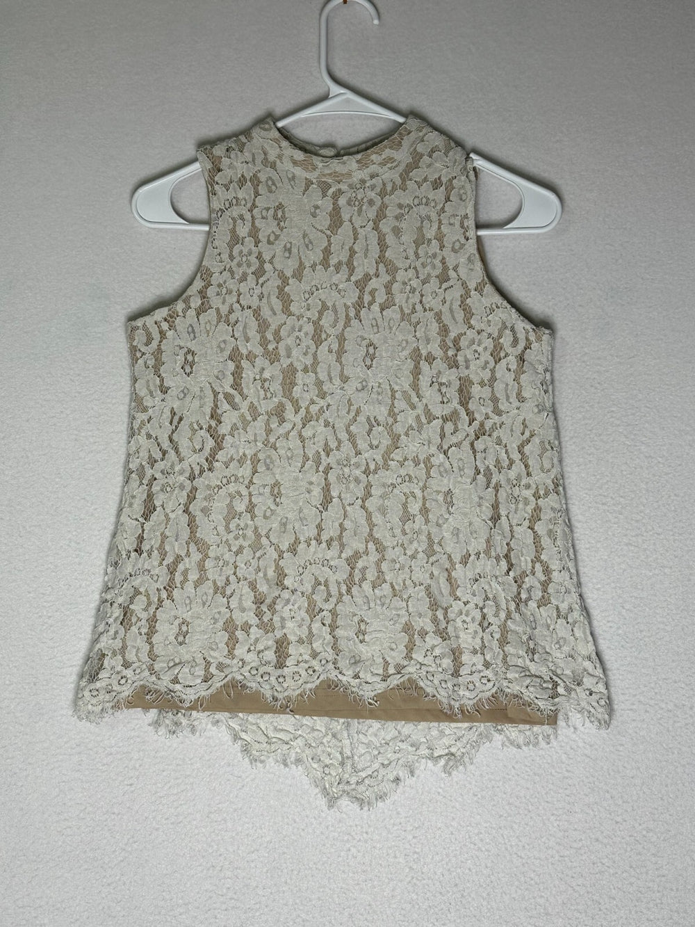 Rose and Olive White Lace Patterned Tank Top Cotton Blend Woman's XS