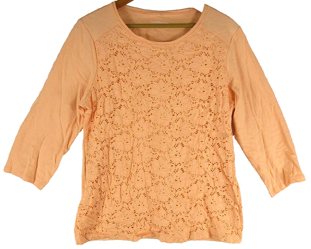 Croft & Barrow Womens Pullover Crew Neck Top Long Sleeve Size L Orange