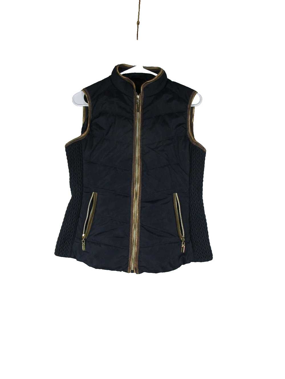 MK Metric Knits Outerwear Division Vest Jacket Sleeveless Pockets Size S Black