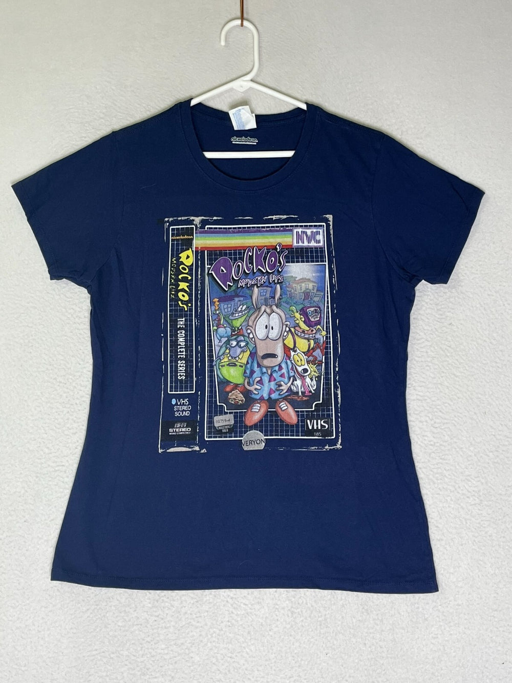 Nickelodeon Blue Crew Neck T Shirt Cartoon Graphic 100% Cotton Womens Size Large