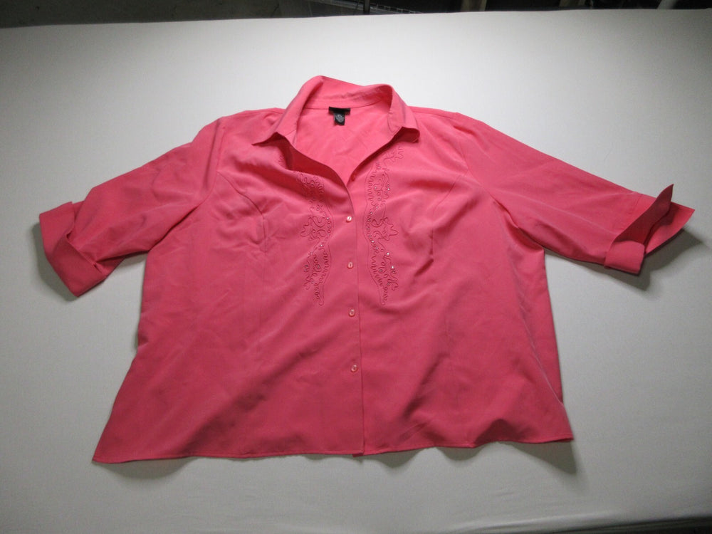 Maggie Barnes Pink 3/4 Sleeve Button Up Shirt Collared Women's Size 4X