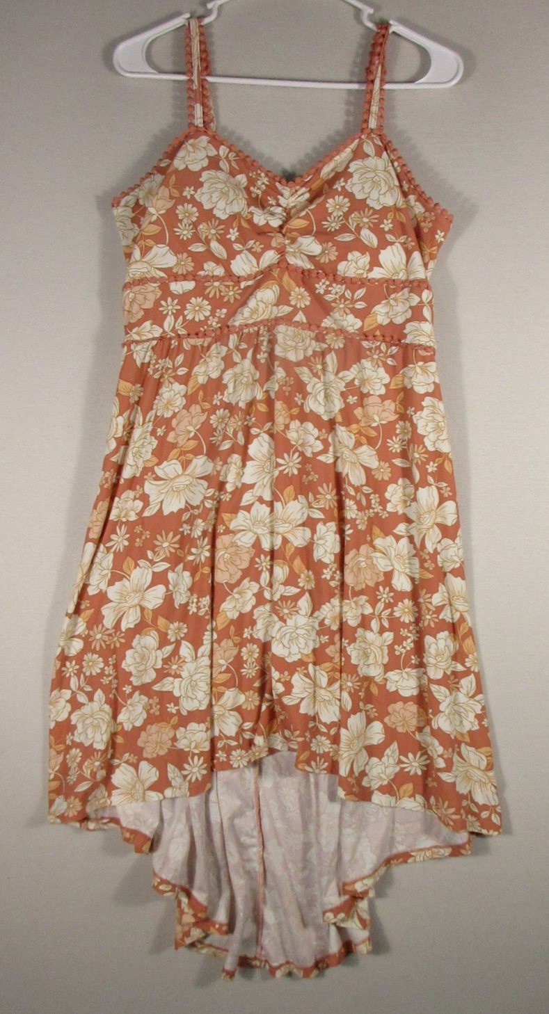 NO Boundaries Womens Beaded Floral Dress Sleeveless High-Low Hem Size L Pink