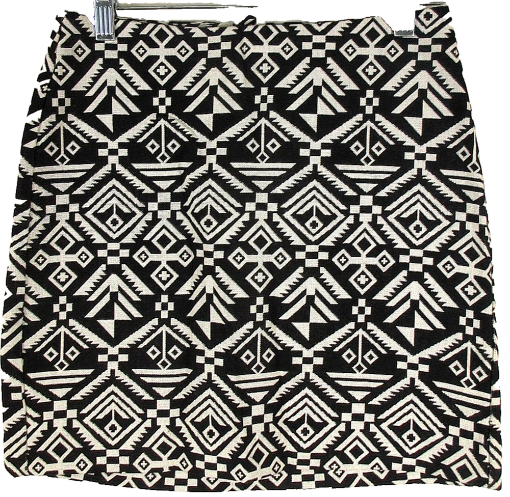 H&M Divided Womens High Rise Mini Skirt Geometric Print Size 2 Black/White