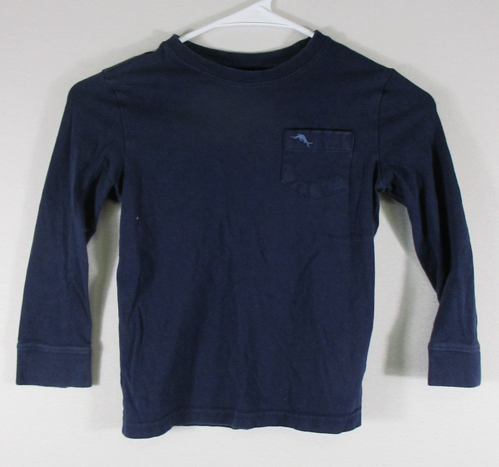 Tommy Bahama Boys Pullover Round Neck T-Shirt Long Sleeve Pocket Size 5 Blue