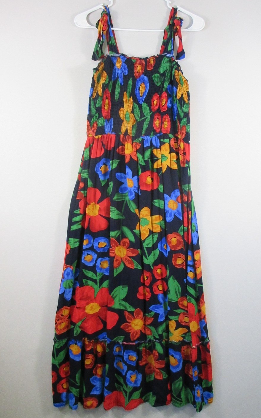 Tobrief Womens Square Neck Maxi Dress Floral Print Sleeveless Size L Black