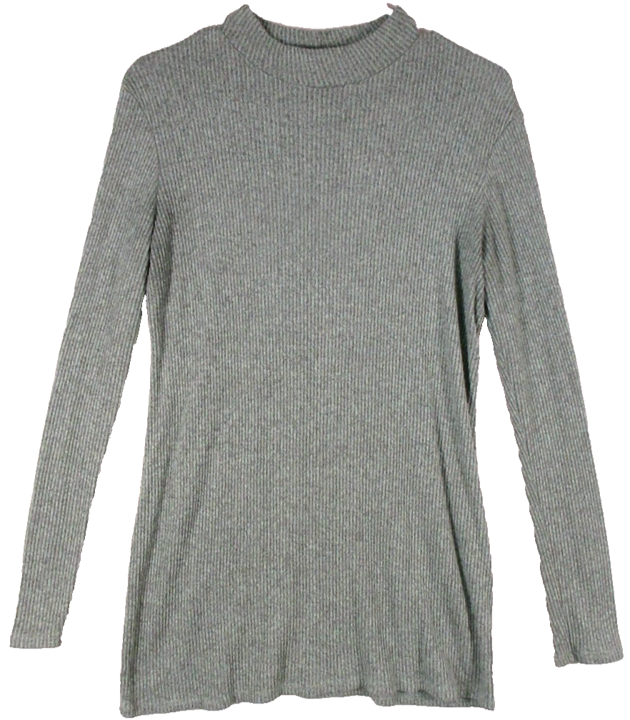 Hello Miz Mens Mock Neck Knit Sweater Pullover Long Sleeve Size M Gray