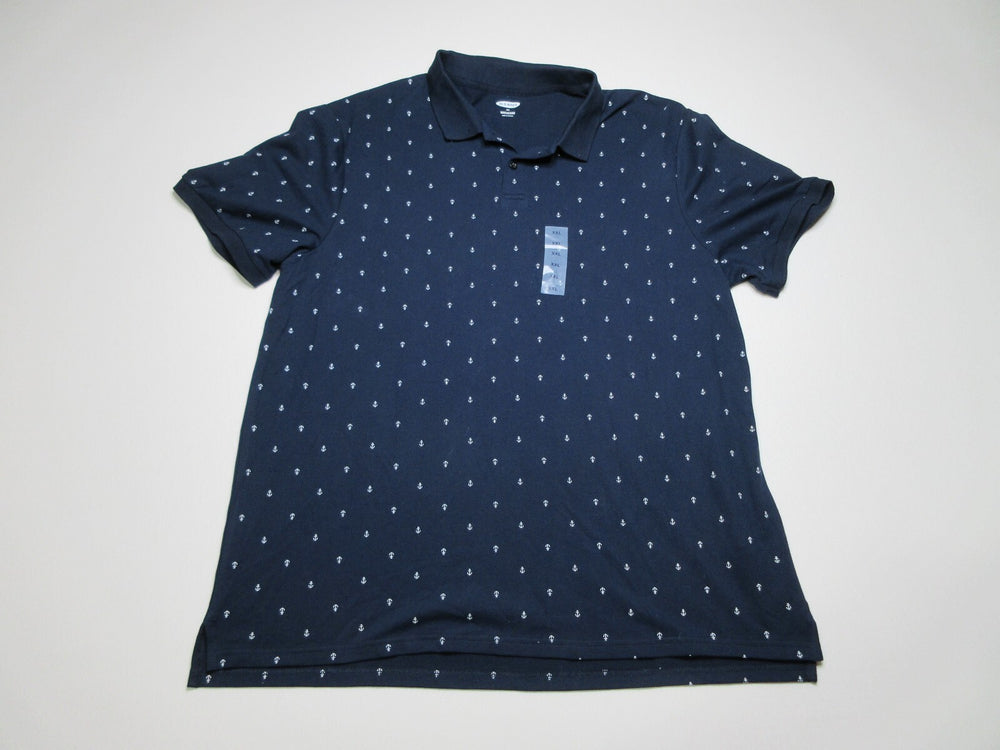 Old Navy Mens Anchor Print 2 Button Short Sleeve Collared Size XXL Blue