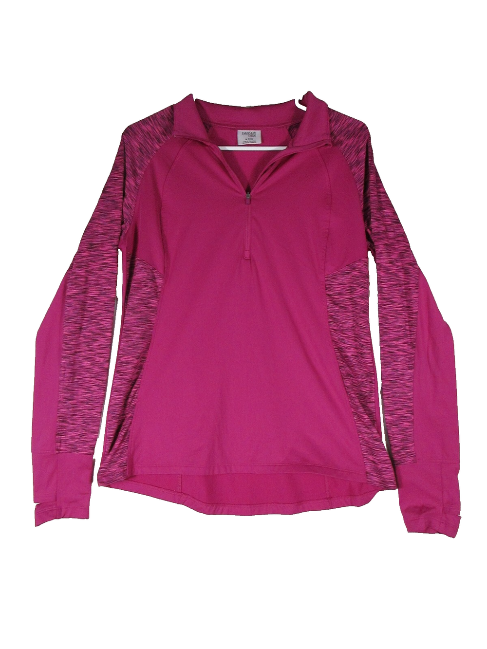 Danskin Now Womens Space Dye 1/4 Zip Long Sleeve Active Top Size M Purple