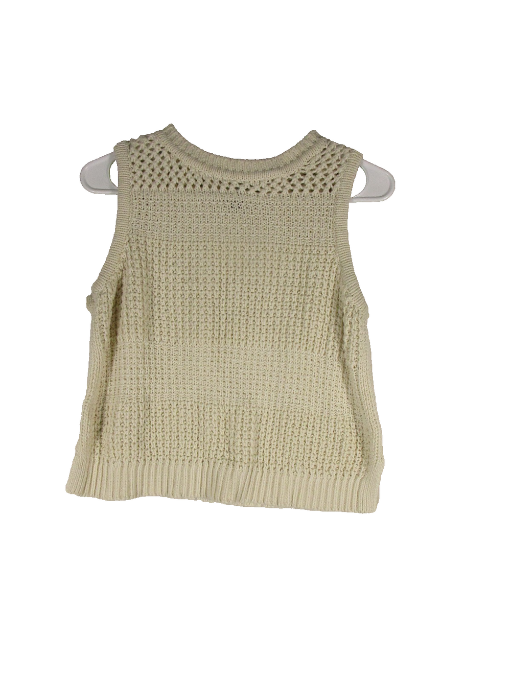 Universal Thread Womens Crochet Knit Tank Top Round Neck Sleeveless Size S Ivory