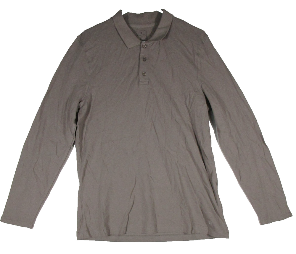 Vustra Mens Micro Dot Knit Polo Shirt Long Sleeve Collar Neck Size L Brown