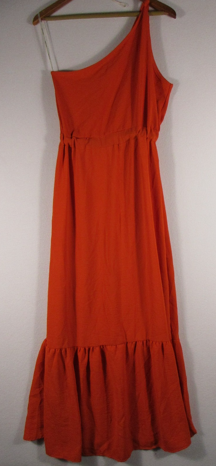 Rolla Coster Womens Ruffle One Shoulder Long Maxi Dress Size M Orange