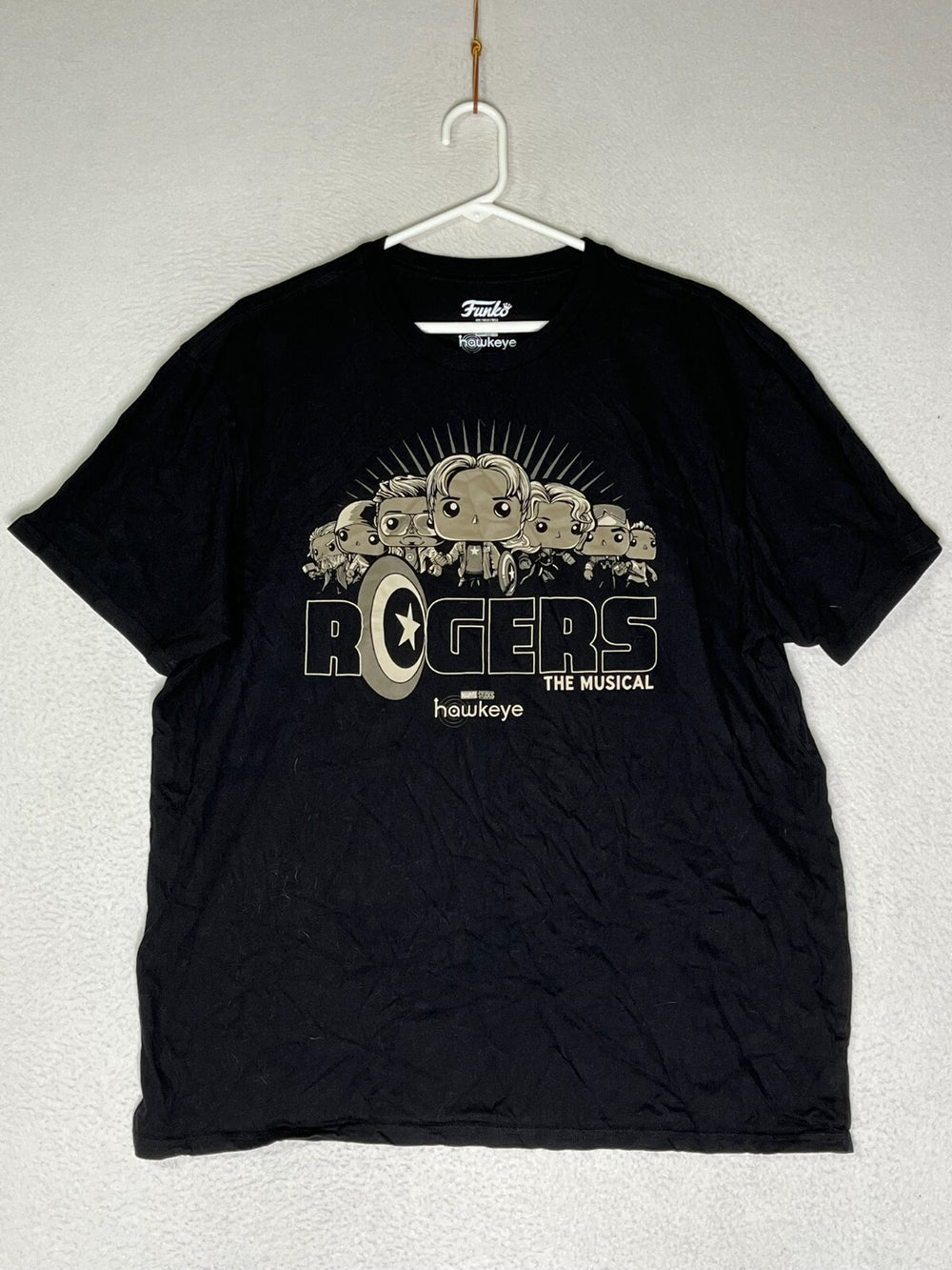 Funko Black Hawkeye T-Shirt Rogers The Musical 100% Cotton Mens Size X Large