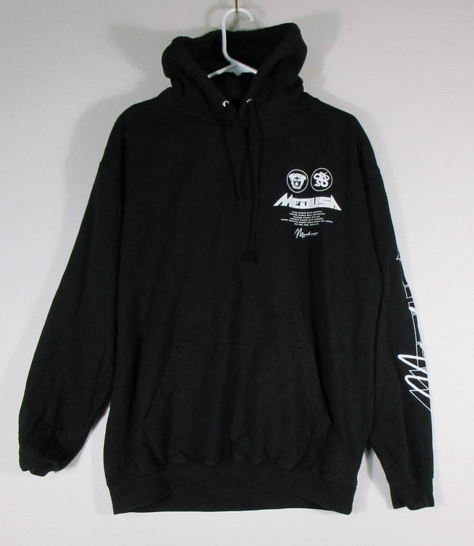 Fashion Nova Mens Medusa Graphic Hoodie Long Sleeve Hooded Pockets Size L Black