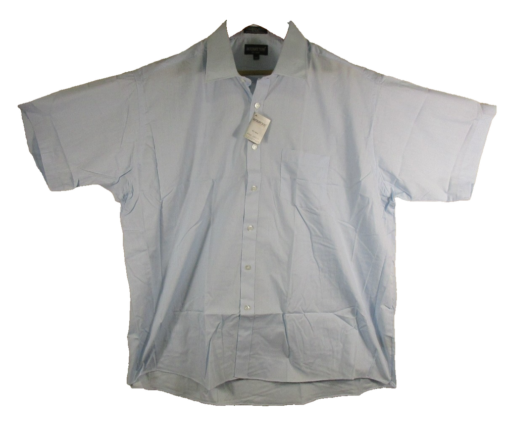 Botany 500 Big Man Button Front Shirt Short Sleeve Collared Size 18.5 Blue
