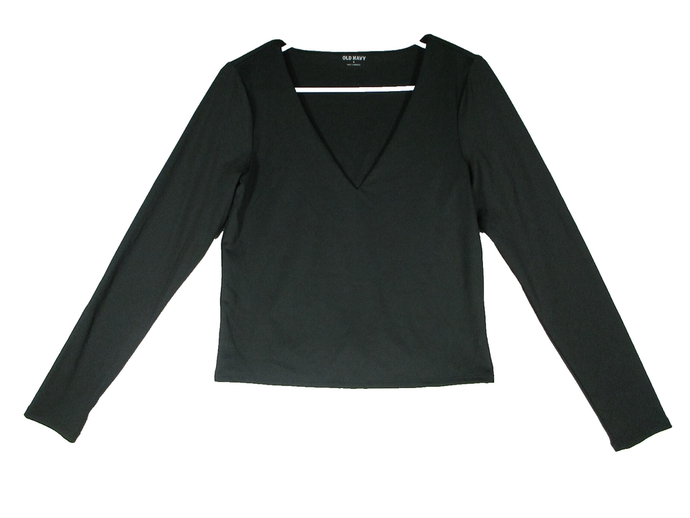 Old Navy Womens Regular V-Neck Summer T-Shirt Top Long Sleeve Size M Green