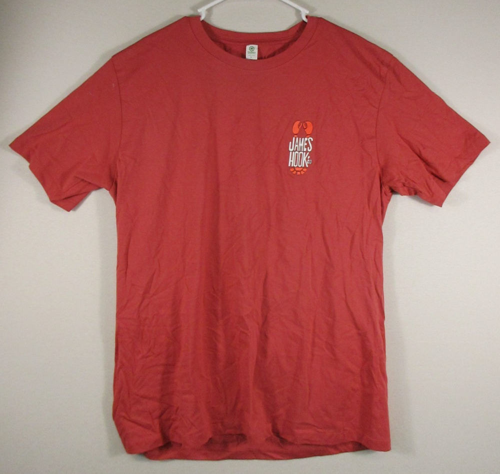 Soft Shirts Mens Crew Neck James Cook Graphic T-Shirt Short Sleeve Size L Red