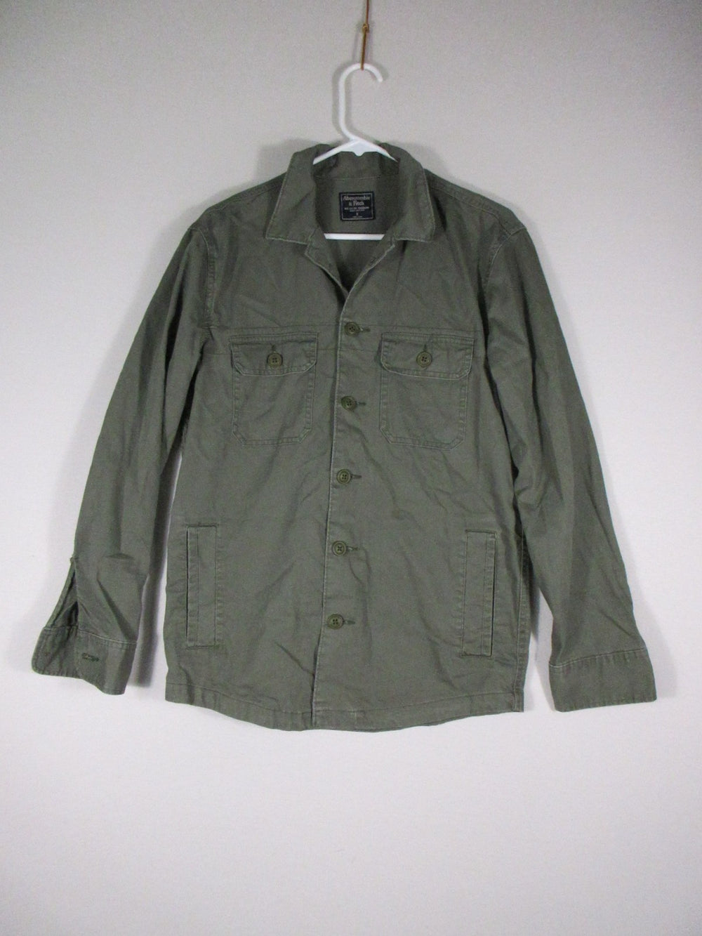 Abercrombie & Fitch Mens Military Jacket Button-Up Long Sleeve Size S Green